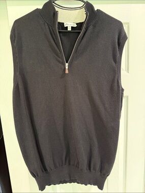 Peter Millar Black Sleeveless Quarter-Zip Knit Vest
